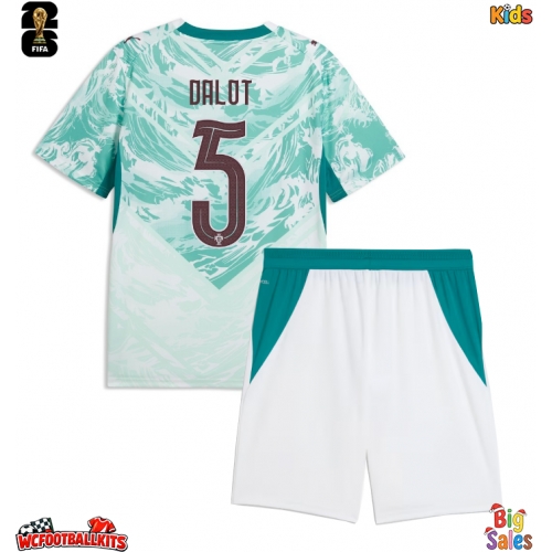 Portugal Diogo Dalot #5 Replica Away Stadium Kit for Kids World Cup 2026 Short Sleeve (+ pants)